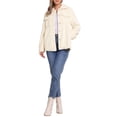 thumbnail image 2 of Abrigos de piel sintética INSPIRE CHIC para mujer, chaqueta de forro polar con solapa y botones, exterior color beige, 2 of 6