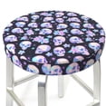 thumbnail image 3 of Logiee crystal flower Skull Print Stool Covers Round,Bar Stool Covers,Watedrproof Stool Slipcover with Elastic,Stool Cushion,Round Bar Stool Seat Covers for Bar Round Chair-12 inch, 3 of 7