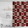 thumbnail image 2 of Red Plaid Valentine's Day Shower Curtain Set - Extra Long 72" x 96" Washable Bathtub Curtain with 12 Hooks, Checkered Farmhouse Valentines Waterproof Fabric Stall Shower Curtains for Bathroom Décor, 2 of 6