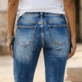 thumbnail image 3 of ASDFVBKG Women's Capri Jeans Cropped Trendy Jeans Stretch Denim Pull on Raw Hem Summer Denim Trouser Blue 2XL, 3 of 7