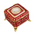 thumbnail image 5 of EHJRE Square Jewelry Box Small Trinket Box High End European Small Metal Decorative Jewelry Box Keepsake Gift Box Case for Necklace Gold Red, 5 of 9