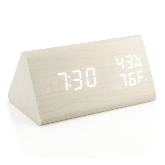 Despertador OCT17 de madera inteligente LED digital con temperatura y humedad