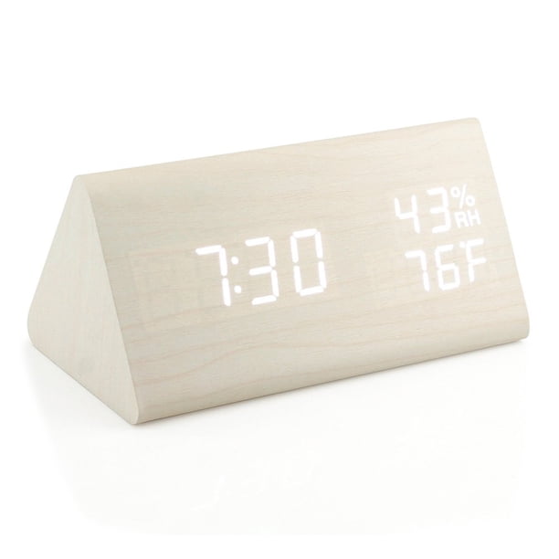 Despertador OCT17 de madera inteligente LED digital con temperatura y humedad