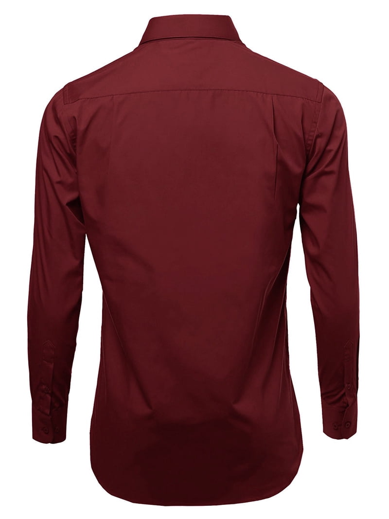 burgundy stretch slim-fit dress shirt reviews VKWEAR Men's Classic Fit Long Sleeve Button Down Dress Shirt Burgundy 4XL