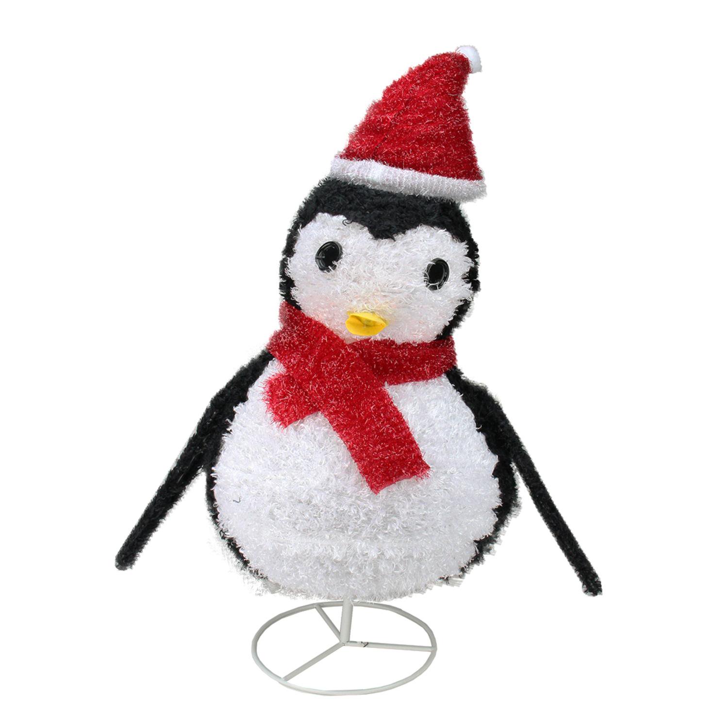 32 Lighted Chenille Penguin Christmas Outdoor Decoration