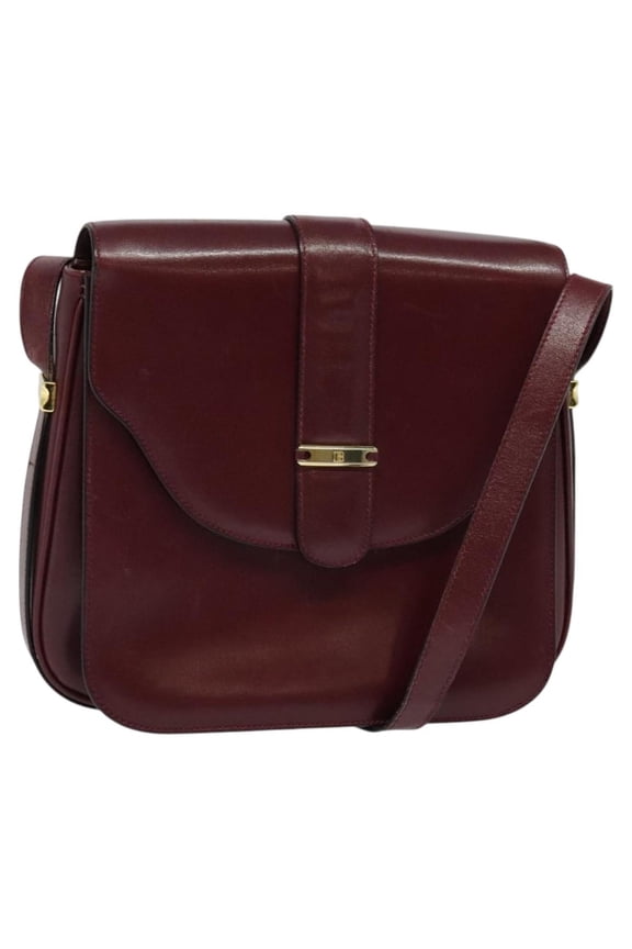 Pre-Owned Bally Vintage Shoulder Bag Leather Burgundy Leather Shoulder Bag Bag