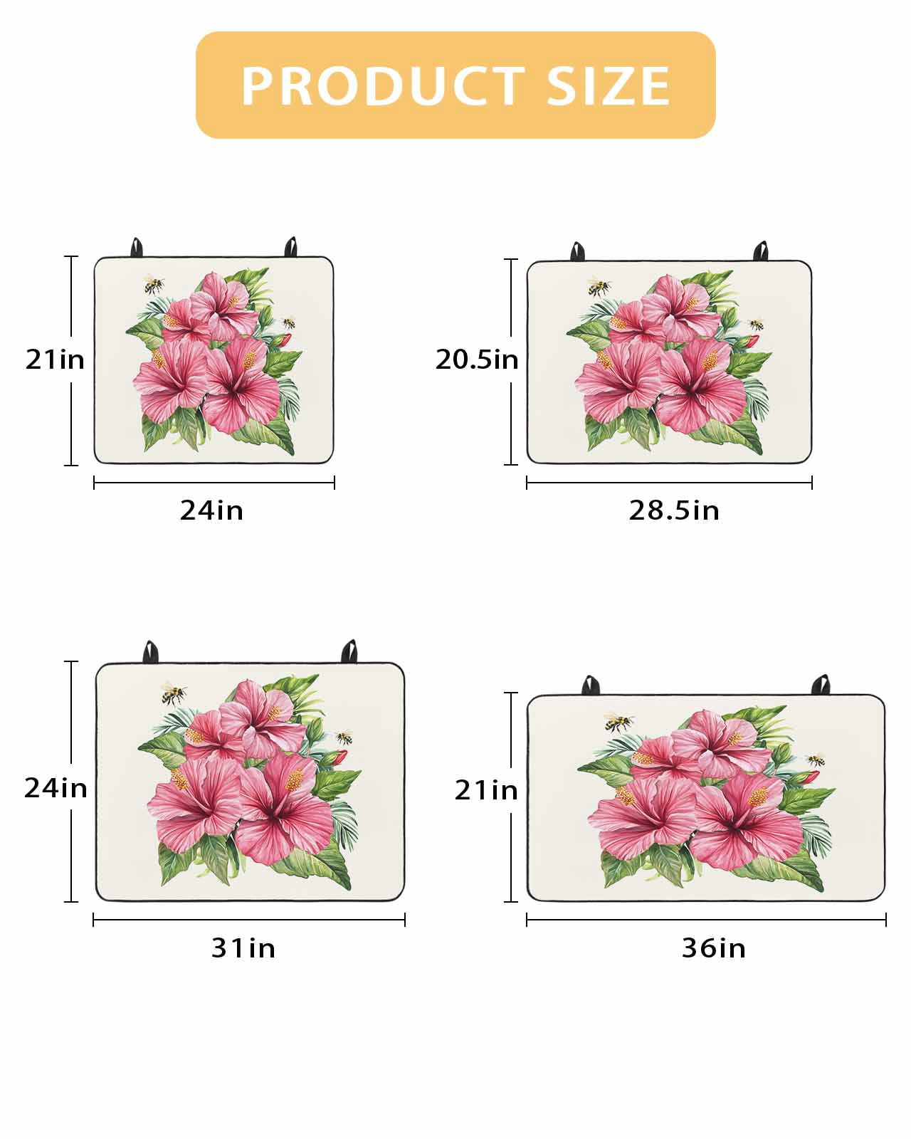 nqOlkjepod Large Induction Cooktop Protector Mat 24"x21", Summer Red Flower Stove Top Covers for Electric Stove, Green Leaves Country Floral Pastoral Stove Burner Cover Mats, Glass Top Stove Cover