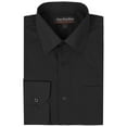 thumbnail image 2 of Men's Classic Long Sleeve Solid Color Barrel Cuff Dress Shirt (Black, 2XL 34/35), 2 of 2