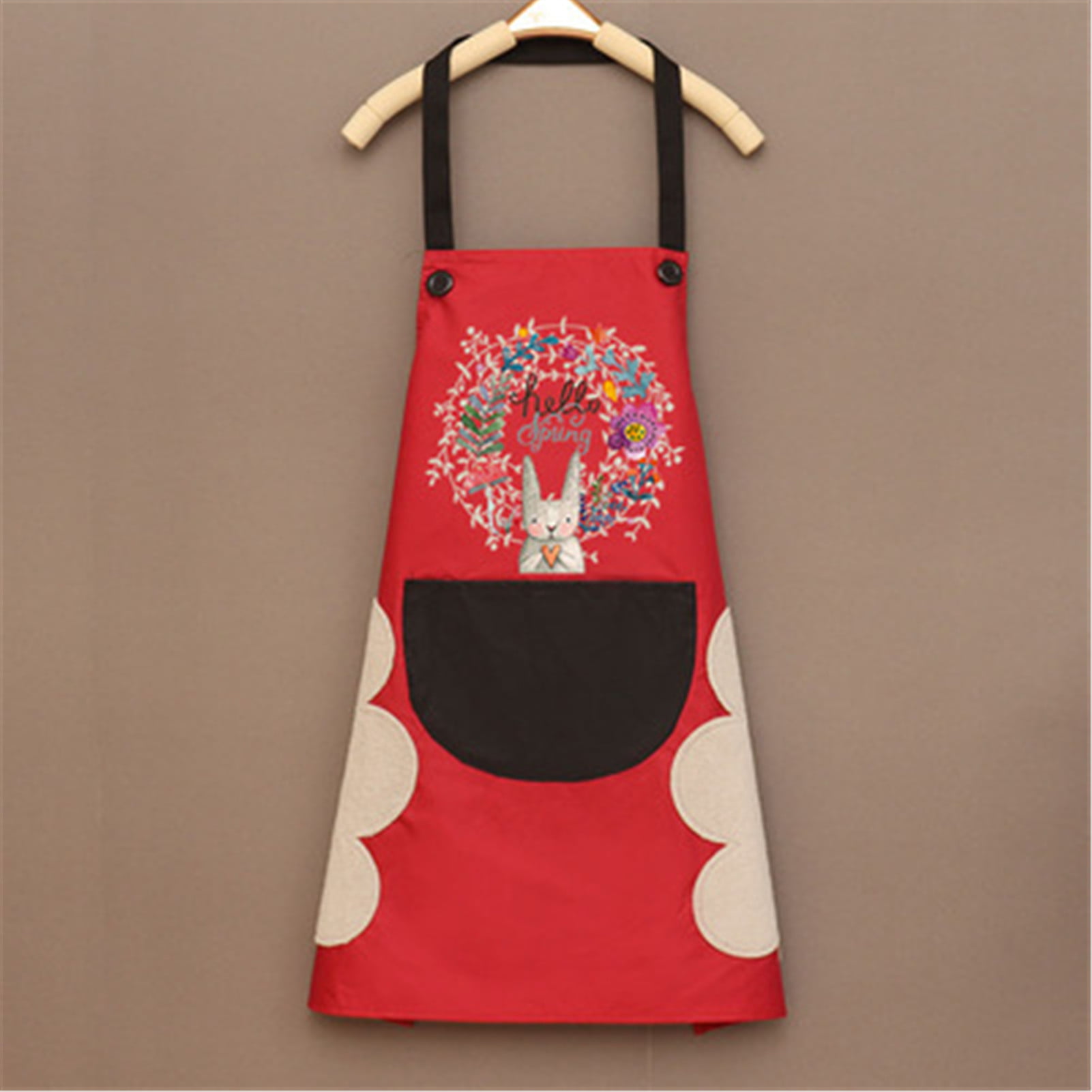 Ludlz Women Kitchen Apron With Hand Wipe Pockets For Cooking Baking Wipeable Waterproof Oil 