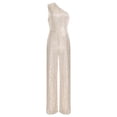 thumbnail image 3 of Xnihocha Combinaison Sans Manches pour Femmes une Épaule Robe de Soirée à Sequins Beige L, 3 of 7