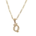 thumbnail image 1 of Cadena y dije de brillos con corona de oro laminado letra Q, 1 of 5
