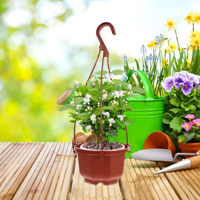 BESTYASH 10Jgo Maceteros Colgantes De Plástico Marrón Estilo Moderno Para Jardín Y Interior