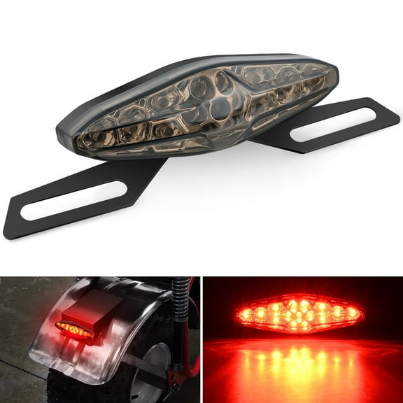 Motorcycle Tail Lights LED Brake Running Light with License Plate Bracket Dirt Bike Rear Lighting Compatible with Honda Yamaha Kawasaki Suzuki Quad Chopper Turing Cruiser