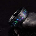 thumbnail image 2 of Wedding Ring Men Women 8mm Faceted Rainbow Opal Black Tungsten Wedding Band, 2 of 4