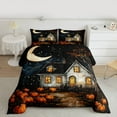 thumbnail image 2 of Feelyou Orange Gothic Pumpkin Full Size Comforter Sets for Teen, Farmhouse Moon Bedding Comforter Set, Oil Printing Reversible Bedding Sets, Ultra Soft Home Decor, 3 Pieces, 2 of 8