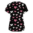 thumbnail image 3 of Womens Valentine Day Scrub Tops Love Heart Print V Neck Cute Plus Size Scrub Tops Quick Dry Short Sleeve Nursing Scrubs with Pockets Black 3XL, 3 of 5