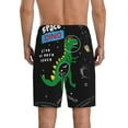 thumbnail image 3 of Fotbe Space Dino Cartoon Black Pajama Shorts for Men, Men's Pajama Bottoms, Sleepwear,Short Pajama Pants-X-Large, 3 of 9