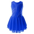 thumbnail image 3 of iEFiEL Girls Sparkle Rhinestone Figure Ice Skating Leotard Youth Dance Dress Juniors Gymnastics Skirted Leotard Royal Blue 16, 3 of 7