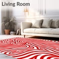 thumbnail image 2 of ODIKA 3'x5' Machine Washable Non-Slip Area Rug, Cane Stripe Swirl Design Microfiber Bath Holiday Theme High Traffic Rug with Pad, Red, 741837, 2 of 8