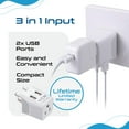 thumbnail image 3 of Ceptics CTU-7 UK, Dubai, Ireland Travel Adapter Plug - Type G - Dual USB Devices, 3 of 11