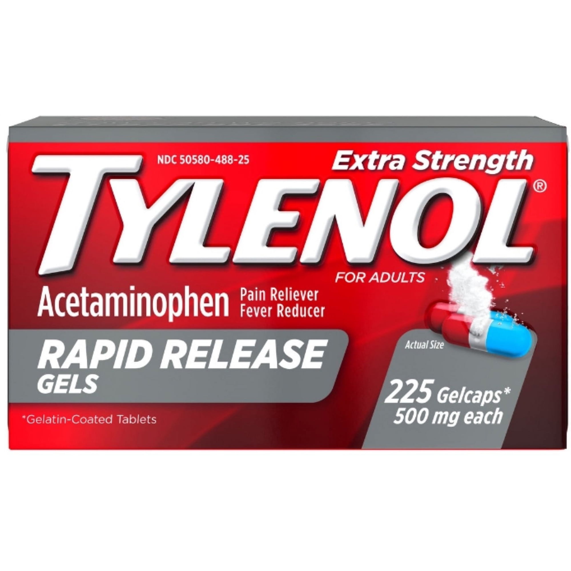 TYLENOL Acetaminophen Rapid Release Gelcaps 500 mg 225 ea (Pack of 3)