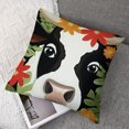 thumbnail image 7 of Rectangle Pieces Pillowcases Cow with Flowers Leaves Zippered Throw Pillow Case Cushion Pillow Covers Protectors for Home Car Decoration, 7 of 7