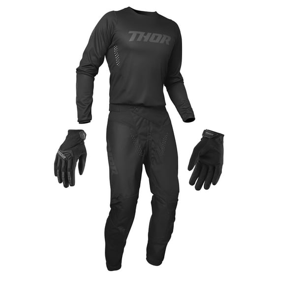 Thor Pulse Blackout Black Jersey Pant Gloves Combo