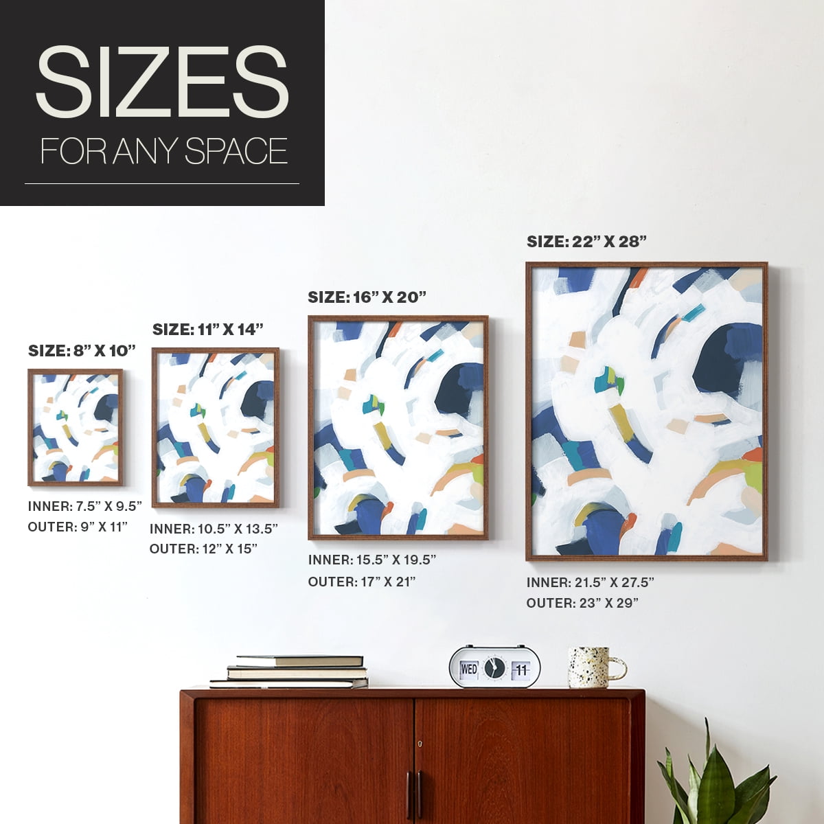 Bright Orbit II Framed Print in Brown Solid Wood Framed Print No Nail Hanging