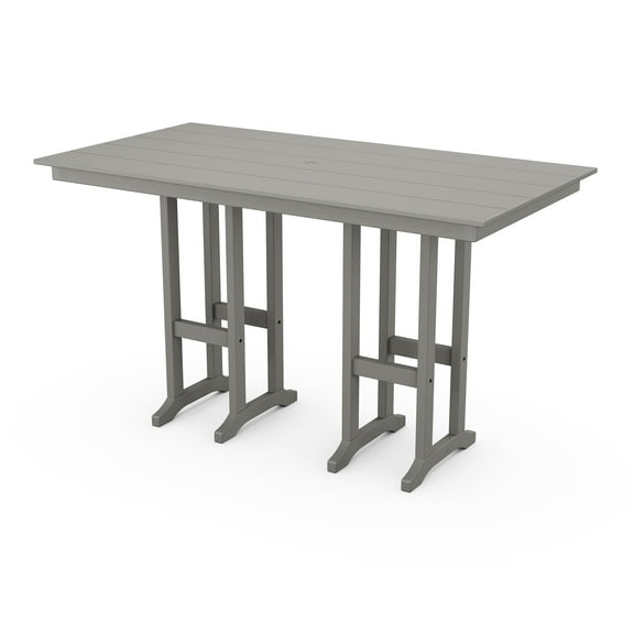 POLYWOOD 37" x 72" Farmhouse Patio Bar Table with Weather-Resistant Design, Slate Grey