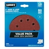 HART 10-Piece 5-inch Hook and Loop Sanding Discs 80 Grit