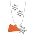thumbnail image 1 of Delight Jewelry Acrylic 1.25" Orange Megaphone Silver tone Snowflake Charm Necklace and Stud Earrings, 1 of 4