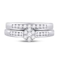 thumbnail image 2 of Solid 10K White Gold Real Natural Diamond Bridal Matching Engagement Ring Wedding Band Set 1/2 Carat - Size - 5.5 ( .45 Cttw ), 2 of 5