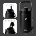 thumbnail image 5 of Insulated Water Bottle 64 oz with Straw and Dual-use Lid Half Gallon Water Jug Vacuum Stainless Steel for Workout and Sports Insulated Beer Growler with Handle Dark black, 5 of 5