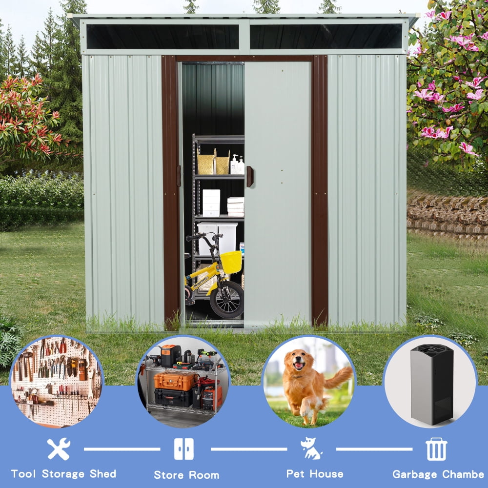 Elegant 6ft x 5ft White Outdoor Metal Storage Shed – A Perfect Blend of Style and Functionality, Ideal for Safeguarding Your Tools and Outdoor Gear in a Sleek, Durable Design!
