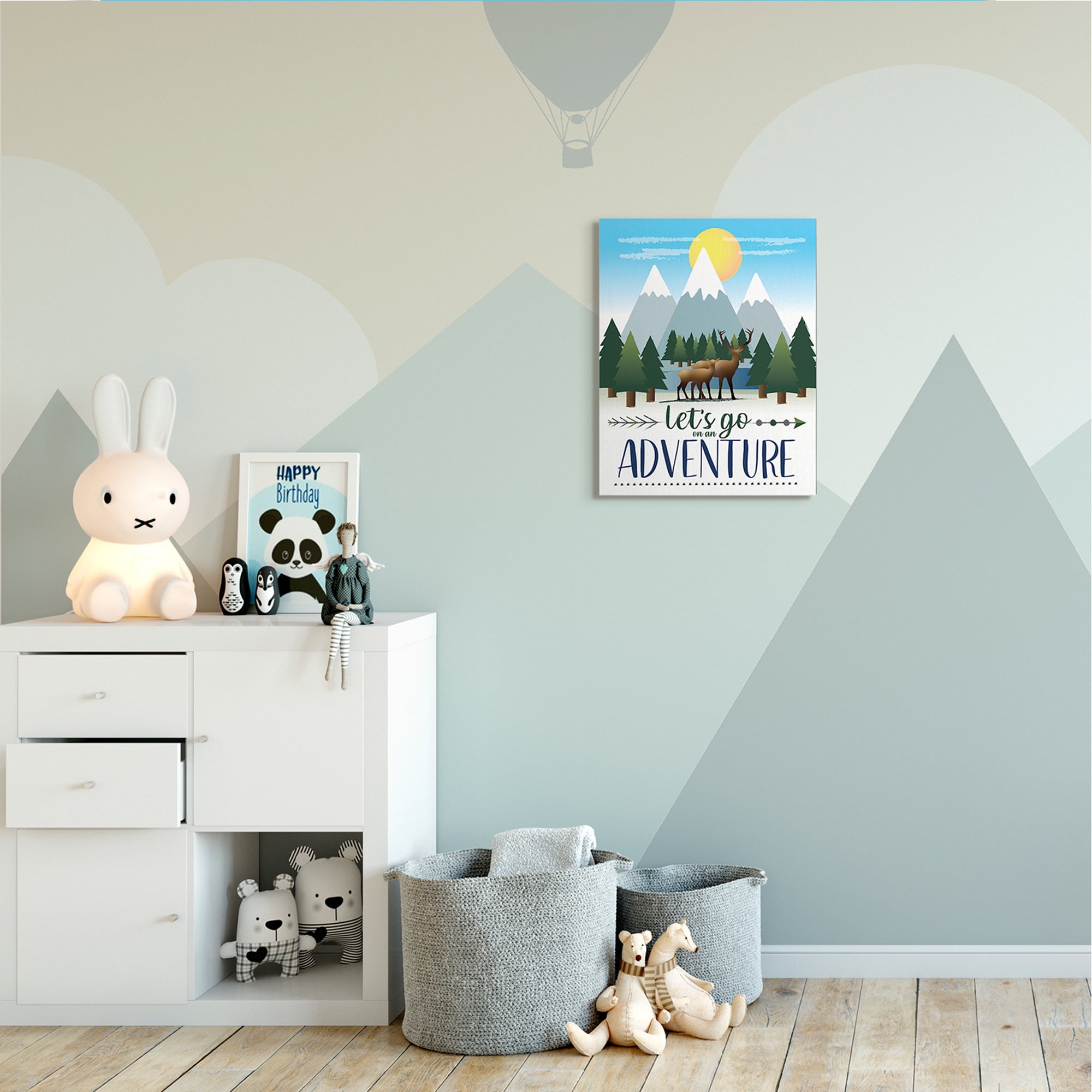Stupell Industries Let's Go Adventure Phrase Forest Animal Mountain Range Canvas Wall Art, 16 x 20, Design by AE Design