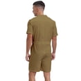 thumbnail image 2 of vastwit Mens Rompers Loose Fit Overalls Solid Color Shorts Jumpsuit Front Zip Uniforms Bodysuit Khaki L, 2 of 6