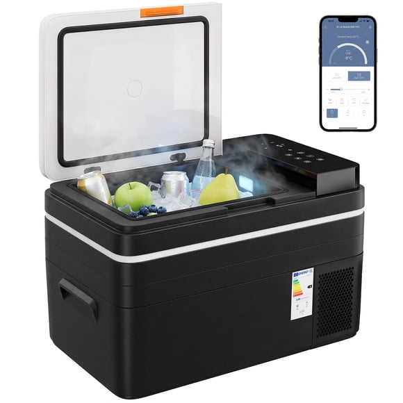 Outsunny 12 Volt Car Refrigerator, 32QT Car Fridge with App Control, Black