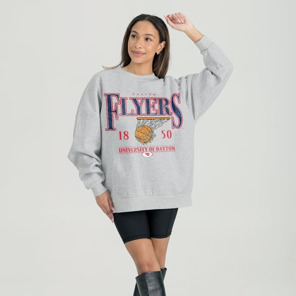 Women's Gameday Couture Gray Dayton Flyers Basketball Premium Fleece Drop Pullover Sweatshirt