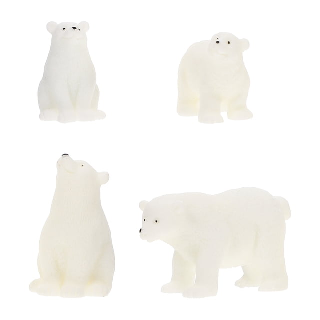 Miangastore Polar Animal Miniature Polar Bears Resin 4Pack 2.2X1.2X1In