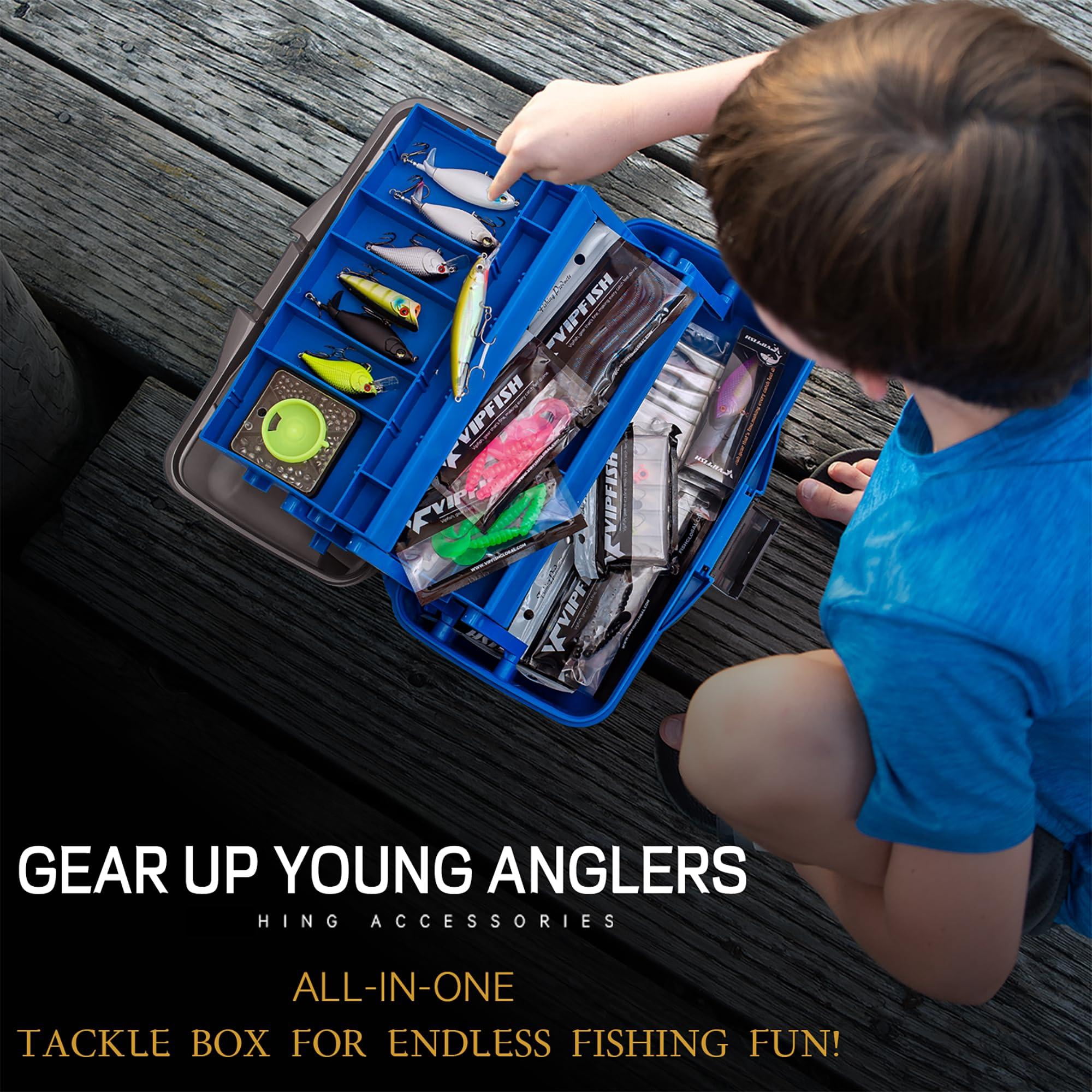 Fishing Tackle Box With Included Lures  Hooks Weights 3-layer Freshwater Kit For Bass Trout Walleye Gear And Equipment Gift Fishingman