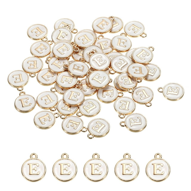 Dije de Alfabeto E Doble Cara Esmalte Inicial Colgante Blanco Unique Bargains Paquete de 50