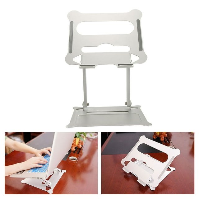 Elevador Para Computadora Portátil, Soporte Para Computadora Portátil De aleación De Aluminio Con ángulo Ajustable Retráctil Plateado Portátil Para Escritorio