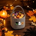 thumbnail image 2 of Ouuluon Sturdy Halloween Plaid Storage Basket, 9x9 inch Ghost Pumpkin Decorative Handheld Basket for Home Party, 2 of 6