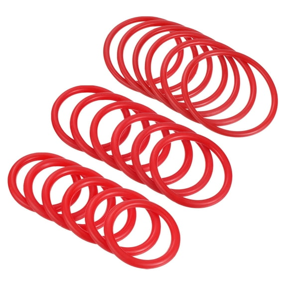 Uxcell 4cm 6mm 8cm Plastic Carnival Ringtoss Rings Game Hoop, Red 18 Pack