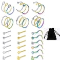 thumbnail image 3 of Juego de 40 clavos nasales de acero inoxidable, anillo para perforar la nariz en forma de C y U, joyería de acero de titanio para hombres y mujeres, 3 of 5