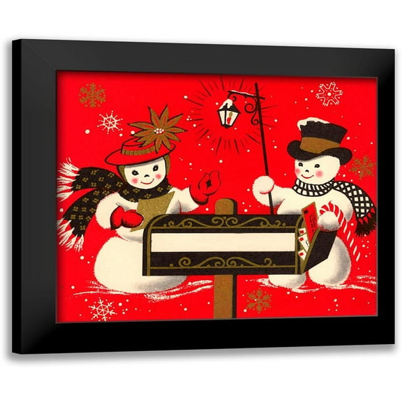 Vintage Apple Collection 13x12 Black Modern Framed Museum Art Print Titled - Vintage Christmas Snowmen