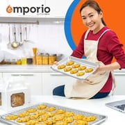 2-Piece Baking Set – 10.5 x 15 Aluminum Pan with Stainless Steel Cooling Rack, Oven Safe up to 500°F, Includes Recipe Booklet