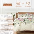 thumbnail image 6 of 3 Piece Eucalyptus Duvet Cover Set Queen Size,Microfiber Comforter/Quilt Cover with Corner Ties and 2 Pillowcases,Sage Green Botanical Leaf Pink Flower Farm All Season Bedding with Zipper Closure, 6 of 8