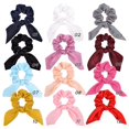 thumbnail image 4 of 12Pcs Chiffon Hair Scarf Scrunchies Hair Bow Ponytail Holder Solid Colors Bunny Ear Satin Elastic Hair Tie for Women Girls (color M), 4 of 7