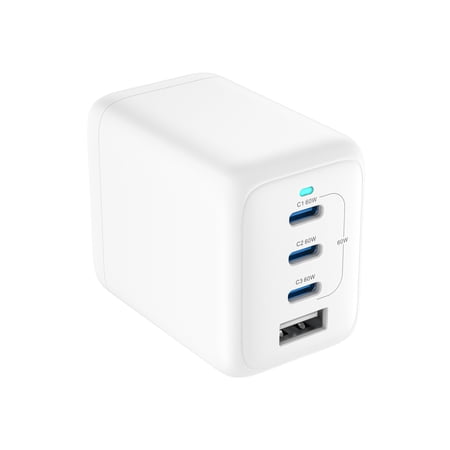 ONN 72W MULTI-PORT USB-C/USB-A WALL CHARGER, FAST CHARGING, USB-IF CERTIFIED, FOLDABLE PLUG, WHITE – COMPATIBLE WITH IPHONE, IPAD, AIRPODS, SAMSUNG GALAXY, NOTE, PIXEL & MORE